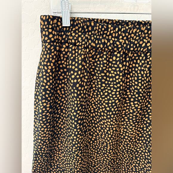 J.CREW | Black & Gold Polka Dot Pull-On Midi Skirt | Size Medium - Picture 3 of 7